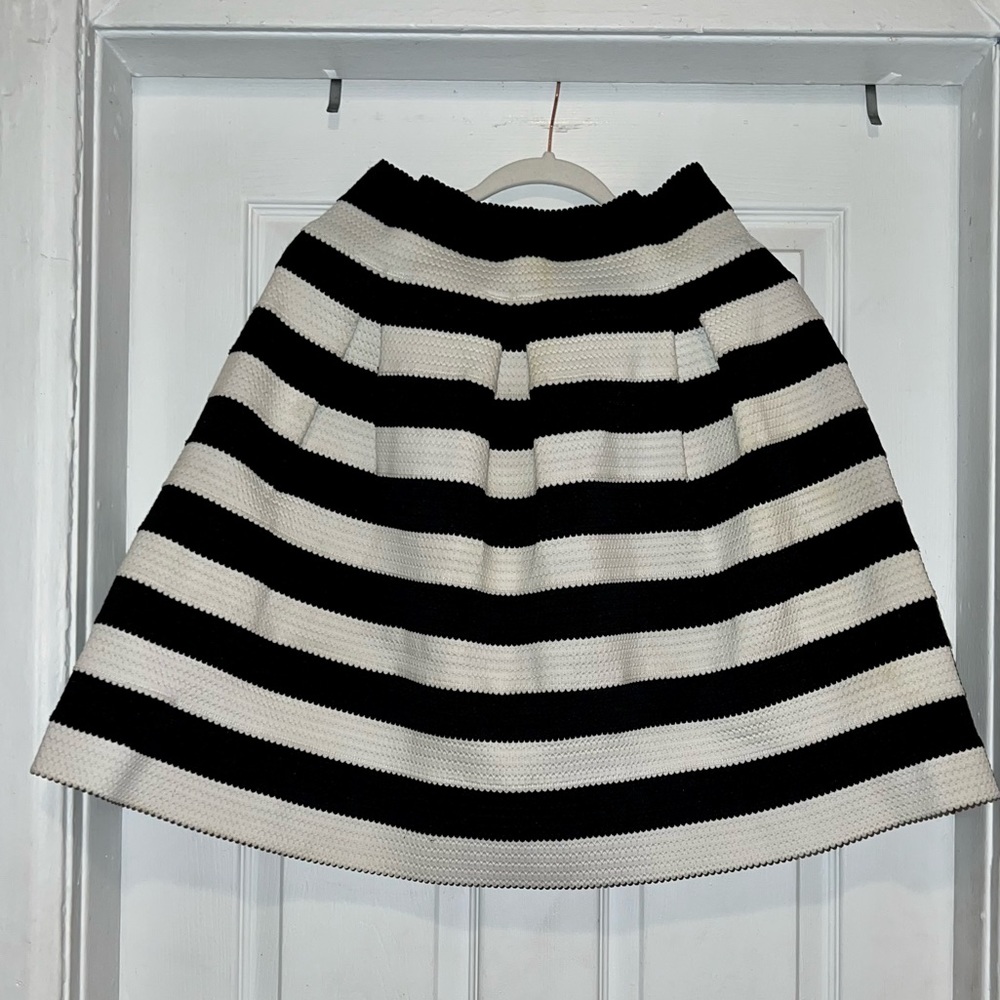 NY&COMPANY Black and White Striped Bandage A-Line Mini Skirt